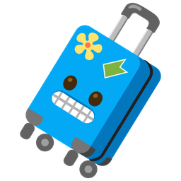 luggage and grimacing face