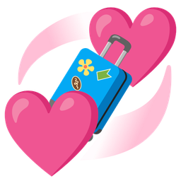 luggage and revolving hearts