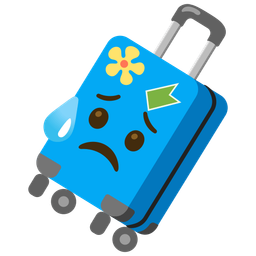 luggage and sad but relieved face