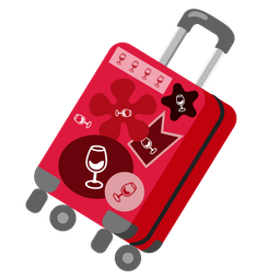 luggage and wine glass