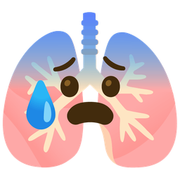 lungs and anxious face with sweat