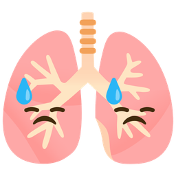 lungs and downcast face with sweat