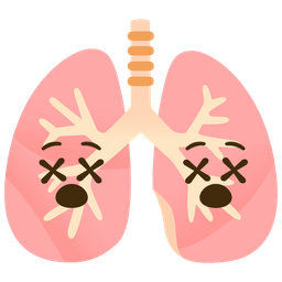 lungs and face with crossed-out eyes