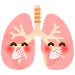 lungs and face with hand over mouth