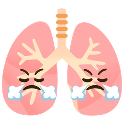 lungs and face with steam from nose