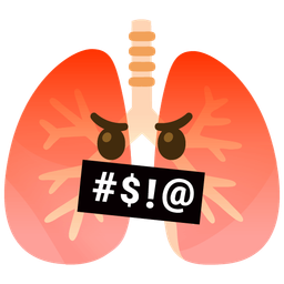 lungs and face with symbols on mouth
