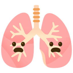 lungs and frowning face with open mouth