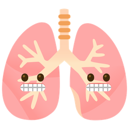 lungs and grimacing face