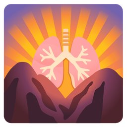 lungs and sunrise over mountains