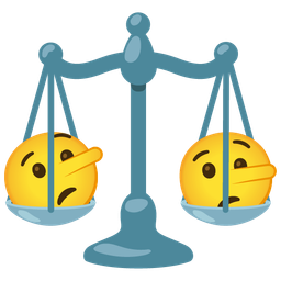 lying face and balance scale