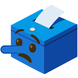 lying face and ballot box with ballot