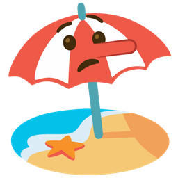 lying face and beach with umbrella