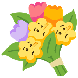 lying face and bouquet