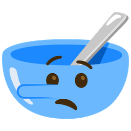 lying face and bowl with spoon