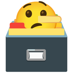 lying face and card file box