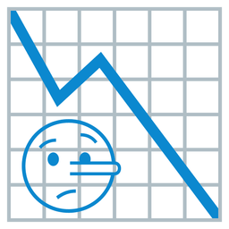 lying face and chart decreasing