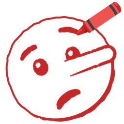 lying face and crayon