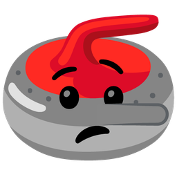 lying face and curling stone