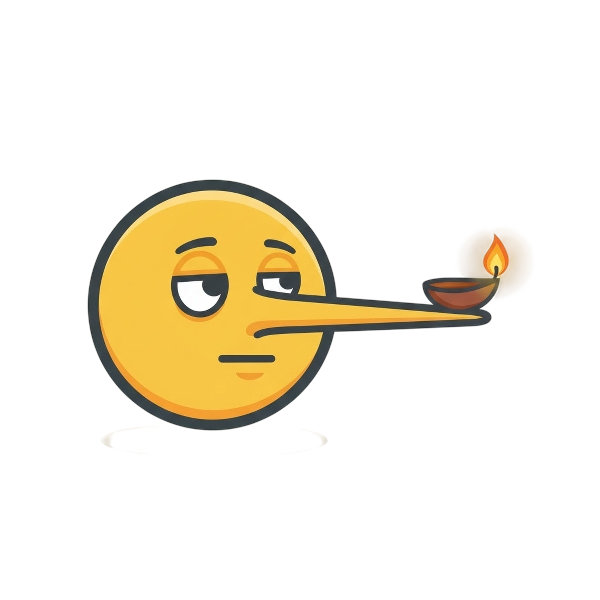 Lying face and Diya lamp