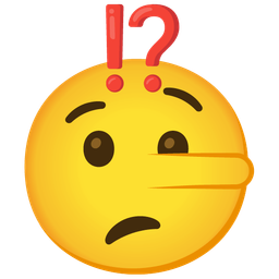 lying face and exclamation question mark