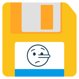 lying face and floppy disk