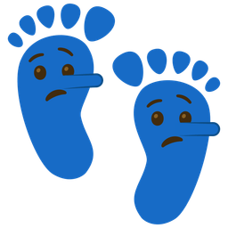 lying face and footprints