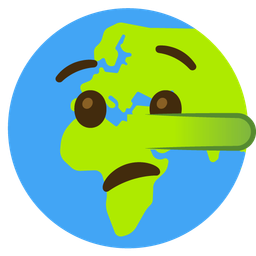 lying face and globe showing Europe-Africa