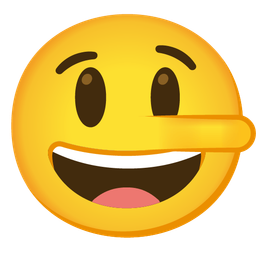 Lying face and Grinning face with big eyes