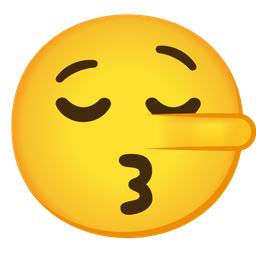 Lying face and Kissing face with smiling eyes