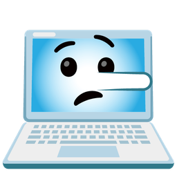 lying face and laptop