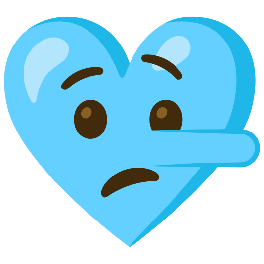 Lying face and Light blue heart