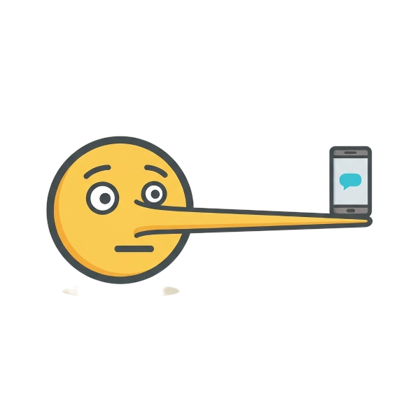 Lying face and Mobile phone