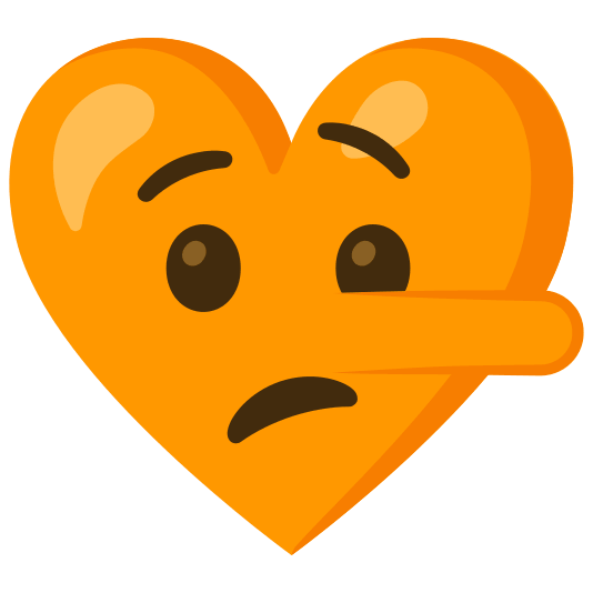 Lying face and Orange heart