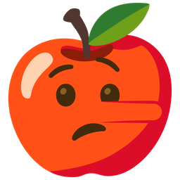 lying face and red apple