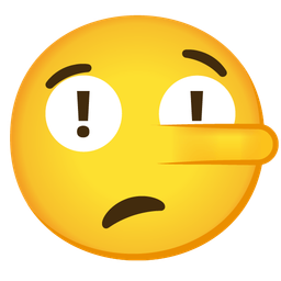 lying face and red exclamation mark