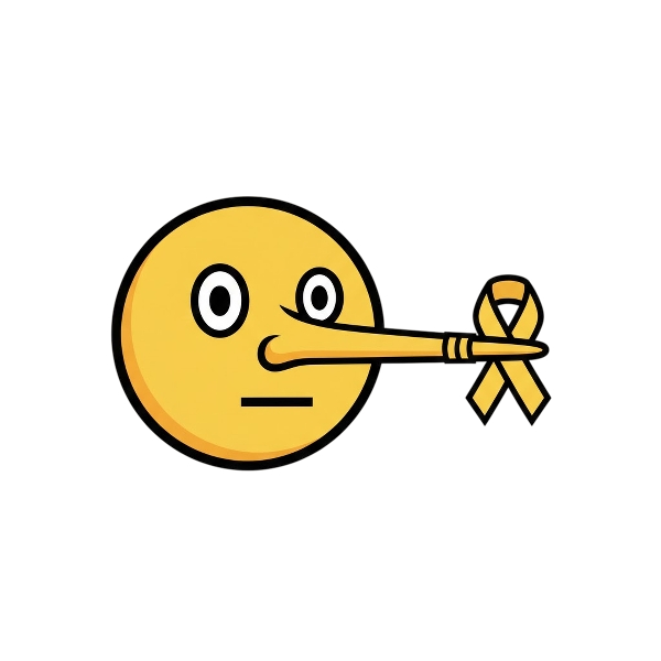 Lying face and Reminder ribbon