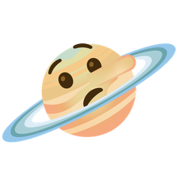 lying face and ringed planet