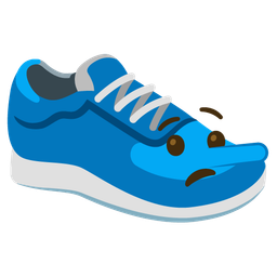 lying face and running shoe