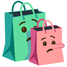 lying face and shopping bags