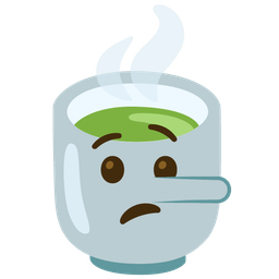 lying face and teacup without handle