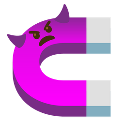 magnet and angry face with horns