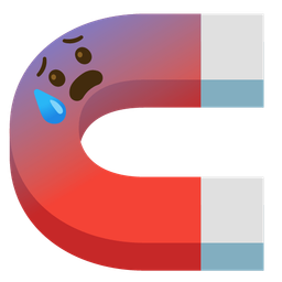 magnet and anxious face with sweat