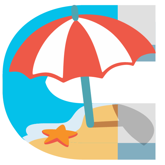 Magnet and Beach with umbrella