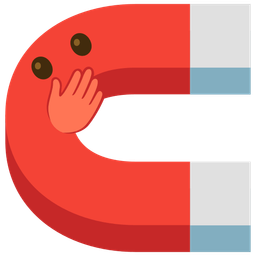 magnet and face with open eyes and hand over mouth