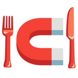 Magnet and Fork and knife with plate