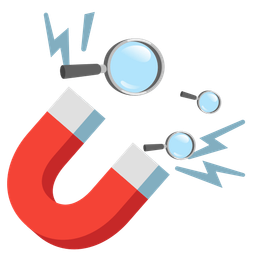 Magnet and Magnifying glass tilted right