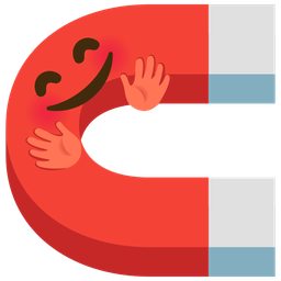 magnet and smiling face with open hands