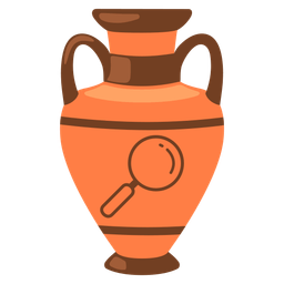 magnifying glass tilted right and amphora