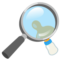 magnifying glass tilted right and baby bottle