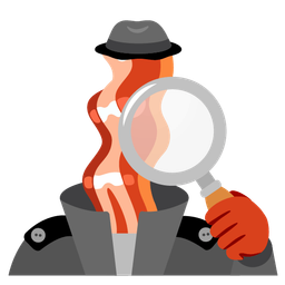 magnifying glass tilted right and bacon